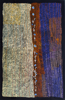 Australian Indigenous (Aboriginal and Torres Strait Islander) artwork by KUNMANARA PATJU PRESLEY of Spinifex Artists. The title is Wati Tjurki. [24-421] (Acrylic on Linen)