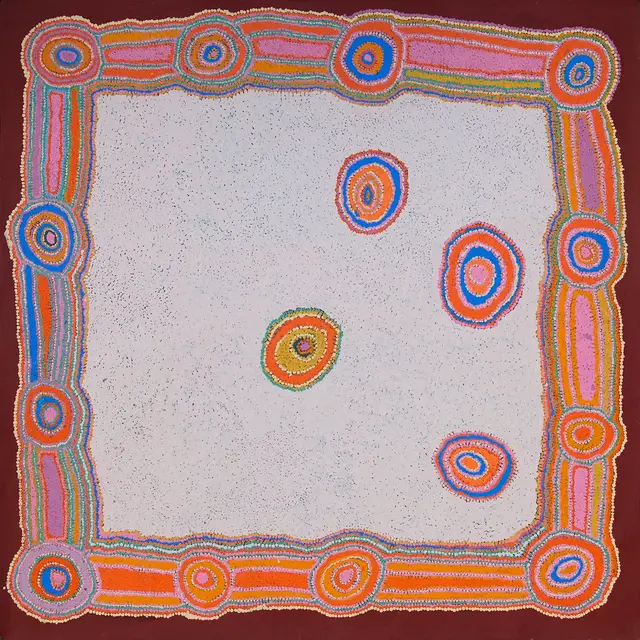 Australian Indigenous (Aboriginal and Torres Strait Islander) artwork by PUNTJINA MONICA WATSON of Ninuku Arts. The title is Wiiku Wiiku. [10387] (Acrylic on Linen)