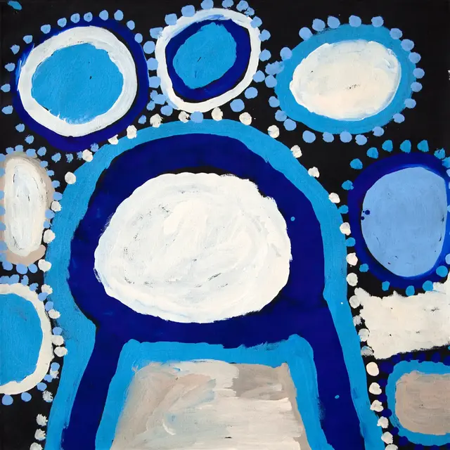 Australian Indigenous (Aboriginal and Torres Strait Islander) artwork by SANDY BRUMBY of Ninuku Arts. The title is Wapilka. [NKSB11535] (Acrylic on Belgian Linen)