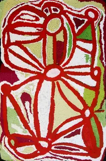 Australian Indigenous (Aboriginal and Torres Strait Islander) artwork by TJARUWA (ANGELINA) WOODS of Spinifex Artists. The title is Waratata. [13329] (Acrylic on Linen)