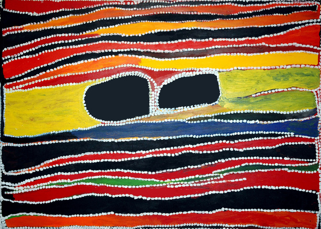 Australian Indigenous (Aboriginal and Torres Strait Islander) artwork by WAKARTU CORY SURPRISE of Mangkaja Artists. The title is Wayampajarti Jila. [380/06] (Atelier Acrylic Paint on 14oz Canvas)