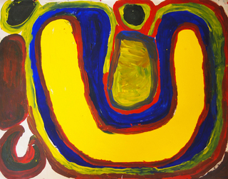 Australian Indigenous (Aboriginal and Torres Strait Islander) artwork by WAKARTU CORY SURPRISE of Mangkaja Artists. The title is Wyampajarri. [156/12] (Derivan Matisse Acrylic - 250gsm Velin Arches Paper)