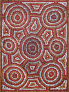 Australian Indigenous (Aboriginal and Torres Strait Islander) artwork by YANGI YANGI FOX of Ninuku Arts. The title is Wati Ngintaka Tjukurpa. [13055] (Acrylic on Linen)