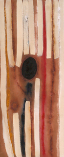 Australian Indigenous (Aboriginal and Torres Strait Islander) artwork by LINDSAY HARRIS of Miscellaneous Artists. The title is Waam #1 (Strangers). [24 - Waam #1 (Strangers)] (Pigment, Resin and Clay on Hemp)