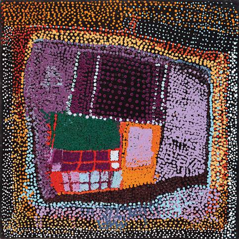 Australian Indigenous (Aboriginal and Torres Strait Islander) artwork by TOMMY MITCHELL of Warakurna Artists. The title is Wakalpuka. [266-11] (Acrylic on Canvas)
