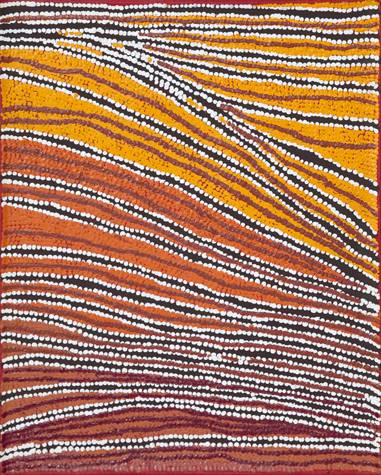 Australian Indigenous (Aboriginal and Torres Strait Islander) artwork by LIDDY NAPANANGKA WALKER of Warlukurlangu Artists (Yuendumu). The title is Wakirlpirri Jukurrpa (Dogwood Tree Dreaming). [1019/09] (Acrylic on Canvas)