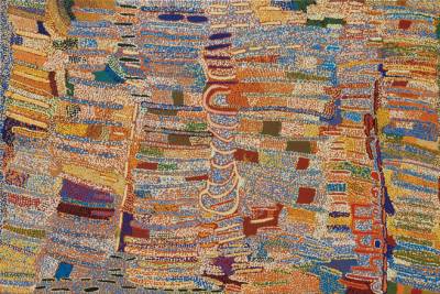 Australian Indigenous (Aboriginal and Torres Strait Islander) artwork by NANCY CHAPMAN of Martumili Artists. The title is Walparruru. [08-434] (Acrylic on Canvas)