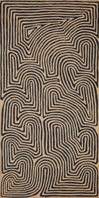 Australian Indigenous (Aboriginal and Torres Strait Islander) artwork by RONNIE TJAMPITJINPA of Papunya Tula Artists. The title is Walungurru. [RT1212032] (Acrylic on Belgian Linen)