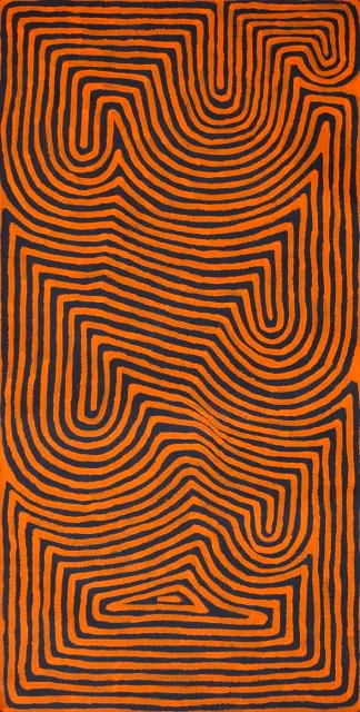 Australian Indigenous (Aboriginal and Torres Strait Islander) artwork by RONNIE TJAMPITJINPA of Papunya Tula Artists. The title is Walungurru. [RT1302011] (Acrylic on Belgian Linen)