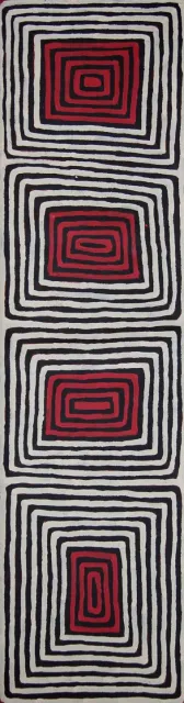 Australian Indigenous (Aboriginal and Torres Strait Islander) artwork by RONNIE TJAMPITJINPA of Papunya Tula Artists. The title is Walungurru. [RT1302045] (Acrylic on Belgian Linen)