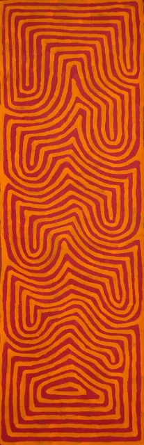 Australian Indigenous (Aboriginal and Torres Strait Islander) artwork by RONNIE TJAMPITJINPA of Papunya Tula Artists. The title is Walungurru. [RT1304046] (Acrylic on Belgian Linen)