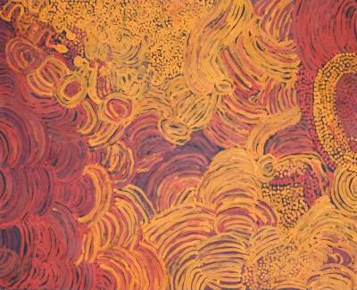 Australian Indigenous (Aboriginal and Torres Strait Islander) artwork by EILEEN YARITJA STEVENS of Tjungu Palya Artists. The title is Wanampi Tjukurpa. [07002] (Acrylic on Canvas)