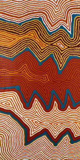 Australian Indigenous (Aboriginal and Torres Strait Islander) artwork by HELICOPTER TJUNGURRAYI of Warlayirti Artists (Balgo). The title is Wangkartu. [513-19] (Acrylic on Linen)