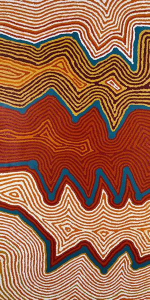 Australian Indigenous (Aboriginal and Torres Strait Islander) artwork by HELICOPTER TJUNGURRAYI of Warlayirti Artists (Balgo). The title is Wangkartu. [513-19] (Acrylic on Linen)
