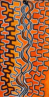 Australian Indigenous (Aboriginal and Torres Strait Islander) artwork by PATRICK TJUNGURRAYI of Papunya Tula Artists. The title is Wanpuratintja. [PT1107174] (Acrylic on Belgian Linen)