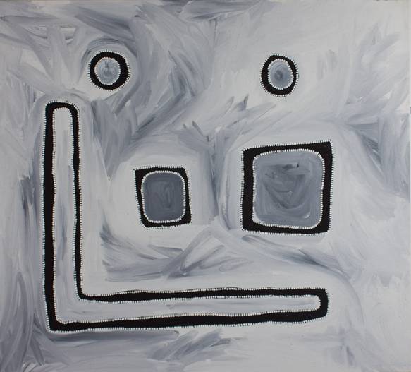 Australian Indigenous (Aboriginal and Torres Strait Islander) artwork by RAMMEY RAMSEY of Warmun Artists. The title is Warlawoon Country. [JA147/08] (Natural Ochre and Pigments on Linen)