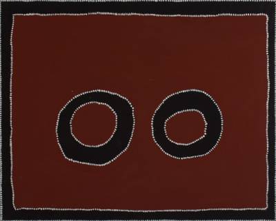 Australian Indigenous (Aboriginal and Torres Strait Islander) artwork by RAMMEY RAMSEY of Warmun Artists. The title is Warlawoon Country. [JA182/05] (Natural Ochre and Pigments on Board)