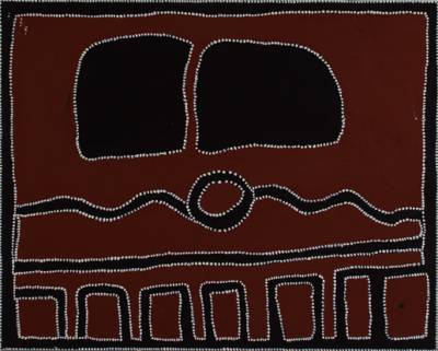 Australian Indigenous (Aboriginal and Torres Strait Islander) artwork by RAMMEY RAMSEY of Warmun Artists. The title is Warlawoon Country. [JA207/05] (Natural Ochre and Pigments on Board)