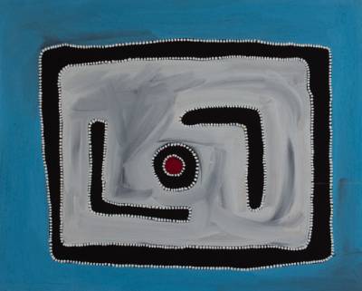 Australian Indigenous (Aboriginal and Torres Strait Islander) artwork by RAMMEY RAMSEY of Warmun Artists. The title is Warlawoon Country. [JA316/08] (Natural Ochre and Pigments on Board)