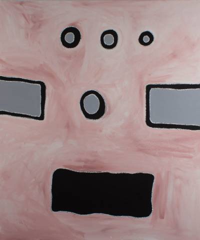 Australian Indigenous (Aboriginal and Torres Strait Islander) artwork by RAMMEY RAMSEY of Warmun Artists. The title is Warlawoon Country. [JA346/08] (Natural Ochre and Pigments on Linen)