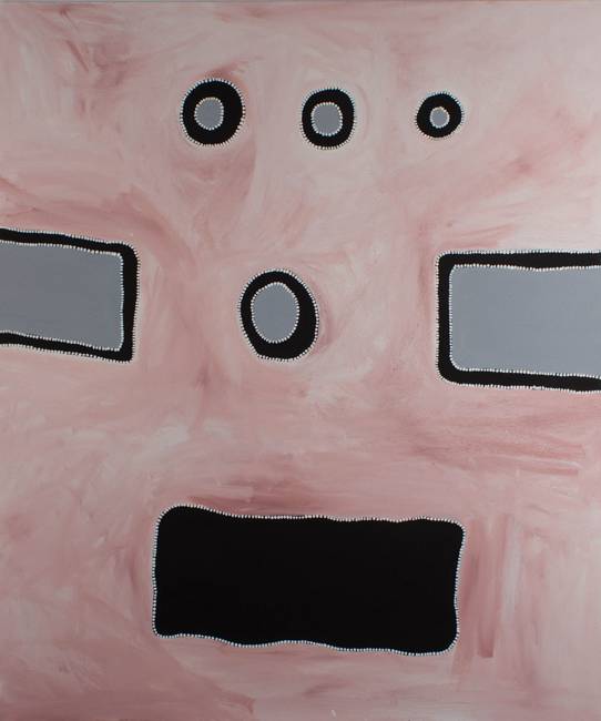 Australian Indigenous (Aboriginal and Torres Strait Islander) artwork by RAMMEY RAMSEY of Warmun Artists. The title is Warlawoon Country. [JA346/08] (Natural Ochre and Pigments on Linen)