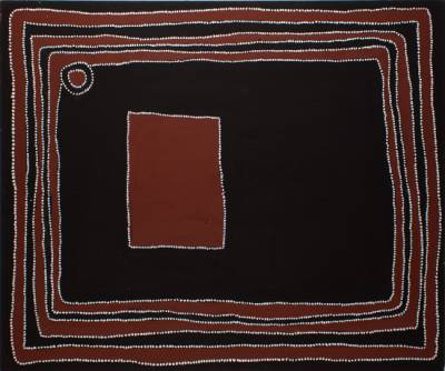 Australian Indigenous (Aboriginal and Torres Strait Islander) artwork by RAMMEY RAMSEY of Warmun Artists. The title is Warlawoon Country. [JA353/07] (Natural Ochre and Pigments on Linen)