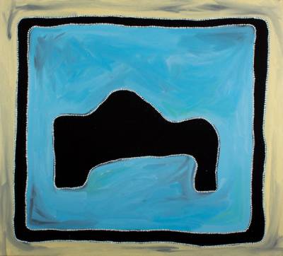 Australian Indigenous (Aboriginal and Torres Strait Islander) artwork by RAMMEY RAMSEY of Warmun Artists. The title is Warlawoon Country. [JA074/08] (Natural Ochre and Pigments on Canvas)