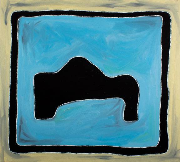 Australian Indigenous (Aboriginal and Torres Strait Islander) artwork by RAMMEY RAMSEY of Warmun Artists. The title is Warlawoon Country. [JA074/08] (Natural Ochre and Pigments on Canvas)