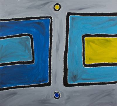 Australian Indigenous (Aboriginal and Torres Strait Islander) artwork by RAMMEY RAMSEY of Warmun Artists. The title is Warlawoon Country. [JA085/08] (Natural Ochre and Pigments on Canvas)