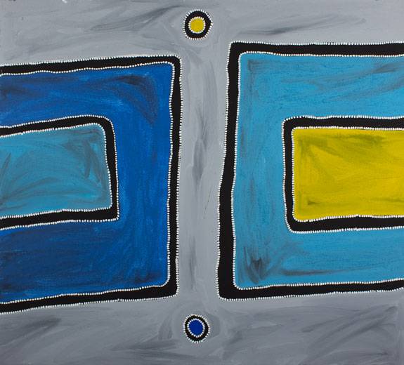 Australian Indigenous (Aboriginal and Torres Strait Islander) artwork by RAMMEY RAMSEY of Warmun Artists. The title is Warlawoon Country. [JA085/08] (Natural Ochre and Pigments on Canvas)