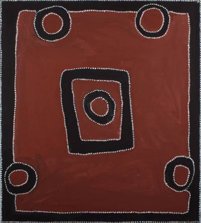 Australian Indigenous (Aboriginal and Torres Strait Islander) artwork by RAMMEY RAMSEY of Warmun Artists. The title is Warlawoon Country. [JA101/07] (Natural Ochre and Pigments on Canvas)