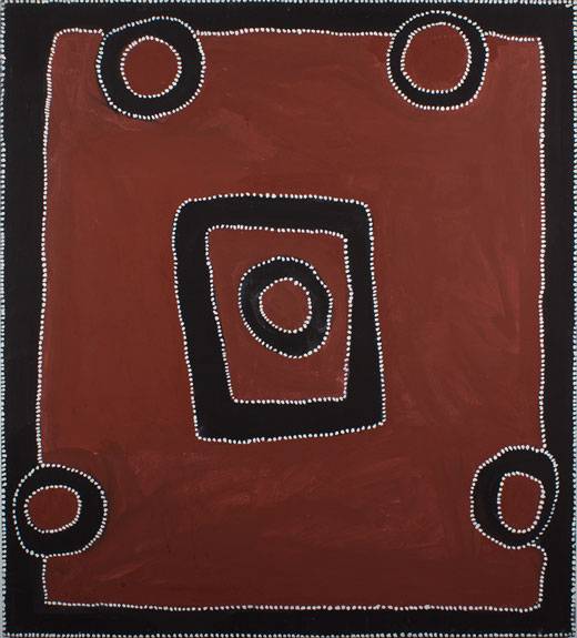 Australian Indigenous (Aboriginal and Torres Strait Islander) artwork by RAMMEY RAMSEY of Warmun Artists. The title is Warlawoon Country. [JA101/07] (Natural Ochre and Pigments on Canvas)