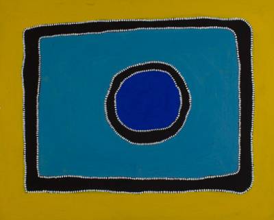 Australian Indigenous (Aboriginal and Torres Strait Islander) artwork by RAMMEY RAMSEY of Warmun Artists. The title is Warlawoon Country. [JA190/08] (Natural Ochre and Pigments on Board)