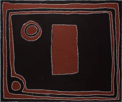 Australian Indigenous (Aboriginal and Torres Strait Islander) artwork by RAMMEY RAMSEY of Warmun Artists. The title is Warlawoon Country. [JA352/07] (Natural Ochre and Pigments on Linen)
