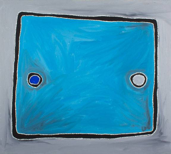 Australian Indigenous (Aboriginal and Torres Strait Islander) artwork by RAMMEY RAMSEY of Warmun Artists. The title is Warlawoon Country. [JA088/08] (Natural Ochre and Pigments on Canvas)