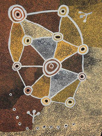 Australian Indigenous (Aboriginal and Torres Strait Islander) artwork by MARTHA MCDONALD NAPALTJARRI of Papunya Tjupi Artists. The title is Warlukuritji. [355-16] (Acrylic on Linen)