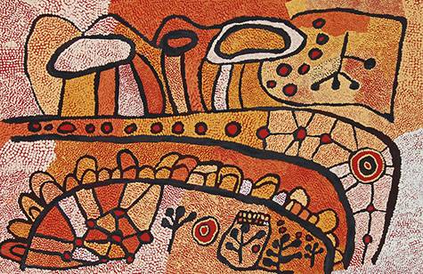 Australian Indigenous (Aboriginal and Torres Strait Islander) artwork by MARTHA MCDONALD NAPALTJARRI of Papunya Tjupi Artists. The title is Warlukuritji. [461-16] (Acrylic on Linen)