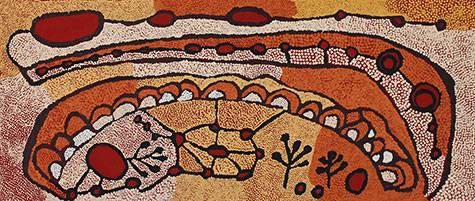Australian Indigenous (Aboriginal and Torres Strait Islander) artwork by MARTHA MCDONALD NAPALTJARRI of Papunya Tjupi Artists. The title is Warlukuritji. [489-16] (Acrylic on Linen)