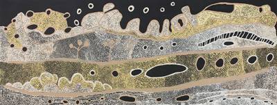 Australian Indigenous (Aboriginal and Torres Strait Islander) artwork by MARTHA MCDONALD NAPALTJARRI of Papunya Tjupi Artists. The title is Warlukuritji. [674-16] (Acrylic on Linen)