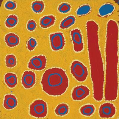Australian Indigenous (Aboriginal and Torres Strait Islander) artwork by NANCY PINYIRR PATTERSON of Martumili Artists. The title is Warrarn (Country). [08-483] (Acrylic on Canvas)