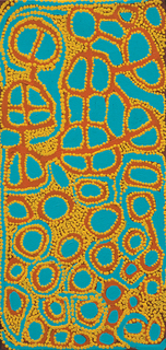 Australian Indigenous (Aboriginal and Torres Strait Islander) artwork by RITA SIMPSON of Martumili Artists. The title is Warrarn (Country). [08-299] (Acrylic on Canvas)