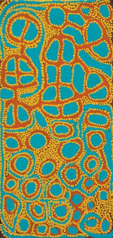 Australian Indigenous (Aboriginal and Torres Strait Islander) artwork by RITA SIMPSON of Martumili Artists. The title is Warrarn (Country). [08-299] (Acrylic on Canvas)