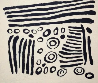 Australian Indigenous (Aboriginal and Torres Strait Islander) artwork by WINTJIYA NAPALTJARRI of Papunya Tula Artists. The title is Watanuma. [WN0909021] (Acrylic on Linen)