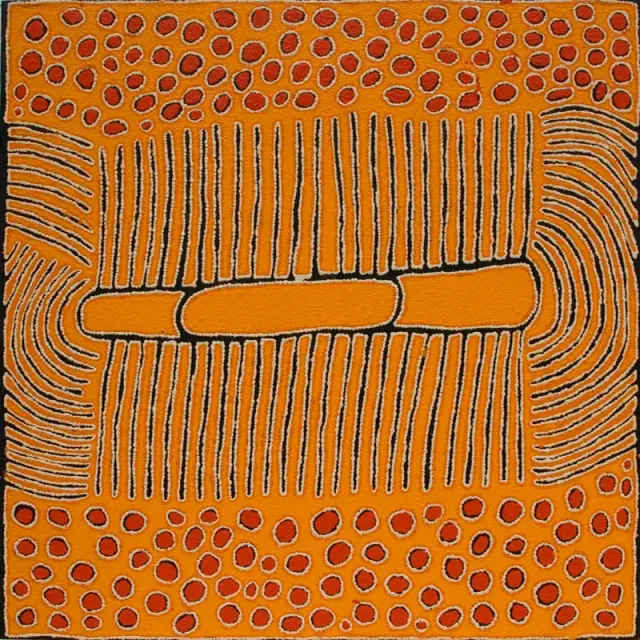 Australian Indigenous (Aboriginal and Torres Strait Islander) artwork by RUBILEE NAPURRULA of Papunya Tula Artists. The title is Watanuma. [RN0806070] (Acrylic on Canvas)