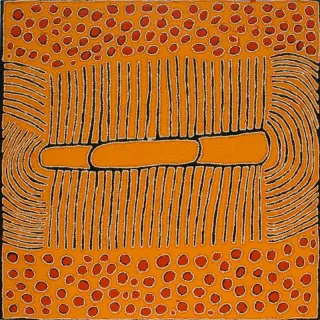 Australian Indigenous (Aboriginal and Torres Strait Islander) artwork by RUBILEE NAPURRULA of Papunya Tula Artists. The title is Watanuma. [RN0806070] (Acrylic on Canvas)