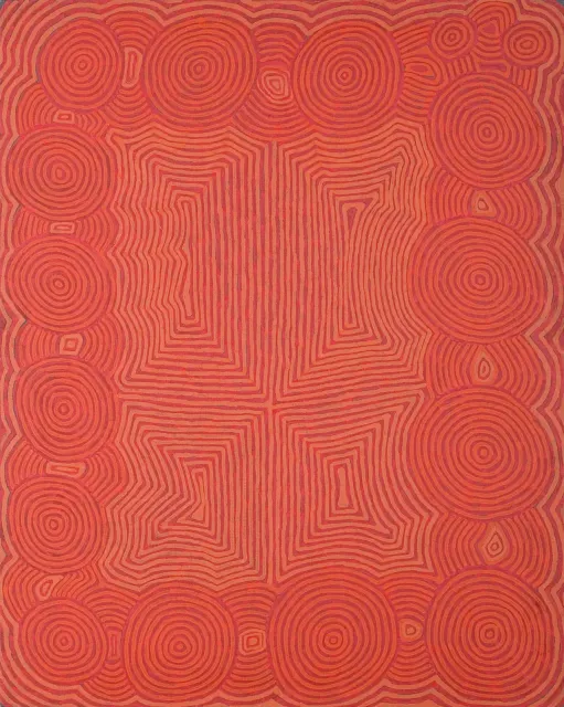 Australian Indigenous (Aboriginal and Torres Strait Islander) artwork by RONNIE TJAMPITJINPA of Papunya Tula Artists. The title is Water Dreaming - Wilkinkarra. [RT0503025] (Acrylic on Belgian Linen)