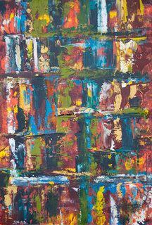 Australian Indigenous (Aboriginal and Torres Strait Islander) artwork by IRENE NAMOK of Lockhart River Artists. The title is Waterfall Range. [in20130825] (Acrylic on Canvas)