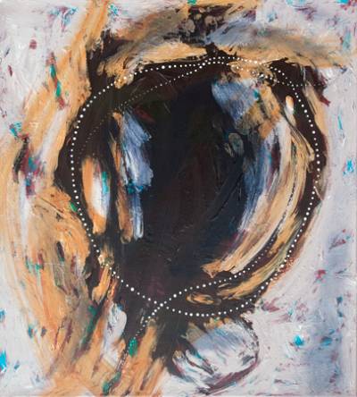 Australian Indigenous (Aboriginal and Torres Strait Islander) artwork by SHANE PICKETT of Miscellaneous Artists. The title is Waterhole and Hunting Ground. [SP01743] (Acrylic on Linen)