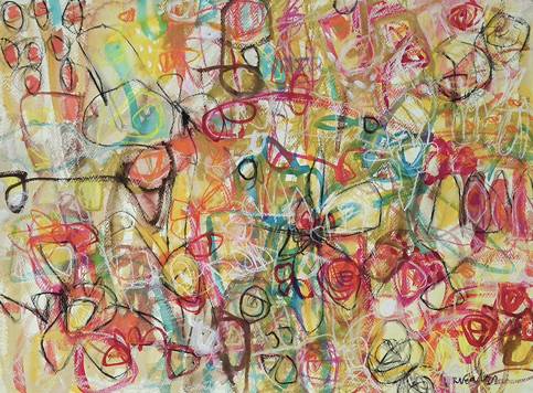 Australian Indigenous (Aboriginal and Torres Strait Islander) artwork by ROBBI NEAL of Miscellaneous Artists. The title is When I Was With You. [RN120122P] (Pastel and Gouache on 638gsm Saunders Waterford 100% Cotton Acid Free Rough Paper)