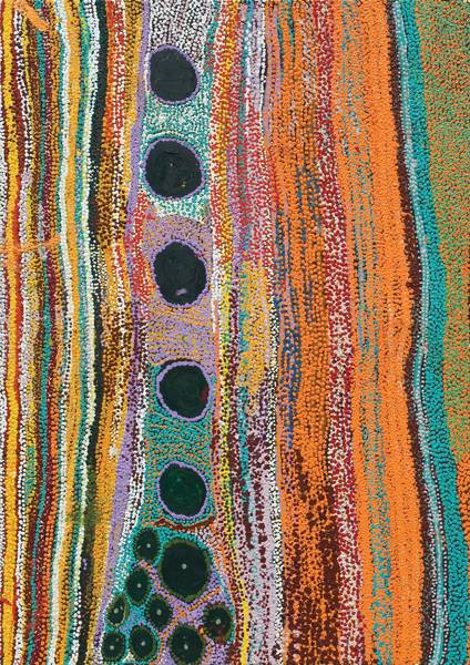 Australian Indigenous (Aboriginal and Torres Strait Islander) artwork by MULYATINGKI MARNEY of Martumili Artists. The title is Wilarra. [08-919] (Acrylic on Canvas)